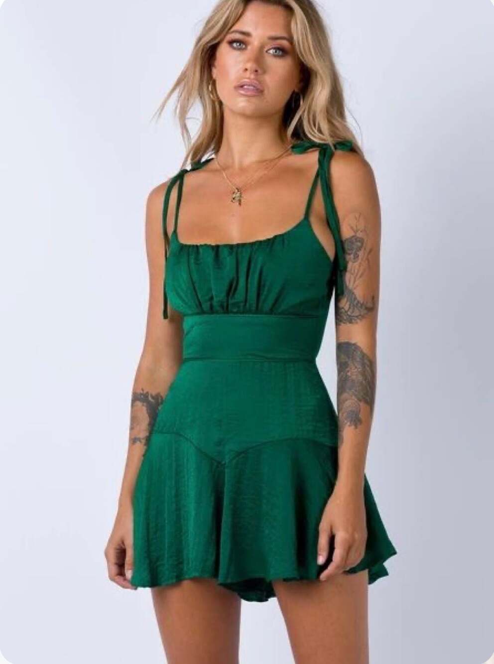 Princess Polly Bowers Emerald Green Satin Romper Playsuit